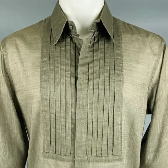 CoSTUME NATIONAL Size M Taupe Cotton Blend Tuxedo Long Sleeve Shirt